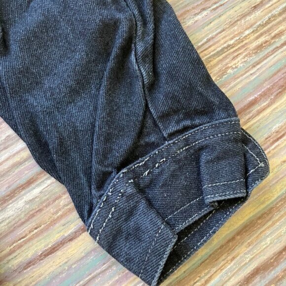 Exco Jean Jacket Black Denim Utility Pockets Vintage 90s Unisex Oversized - Picture 9 of 12